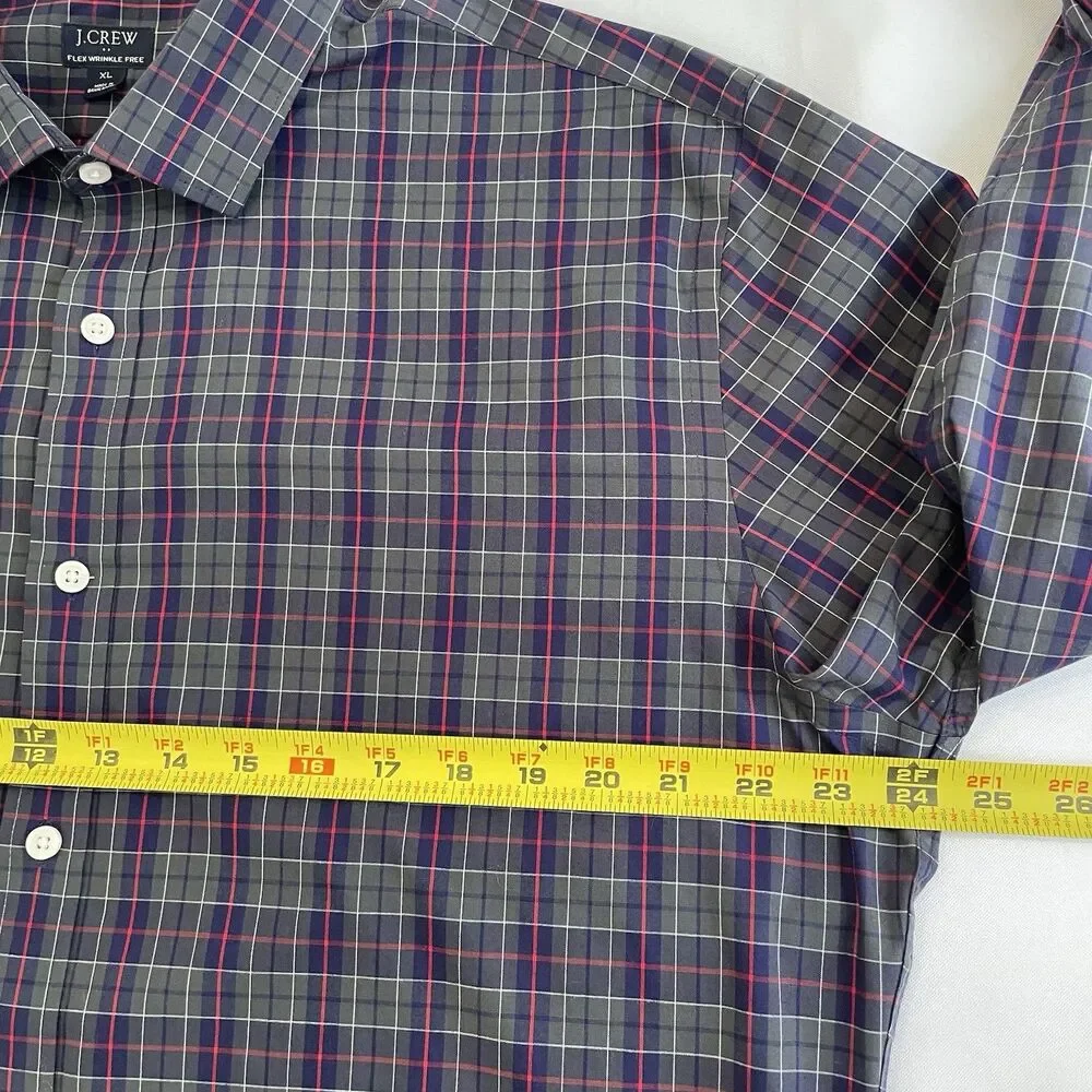 J Crew Men’s Tattersall Slim Flex Wrinkle Free Long Sleeve Button Front Shirt XL